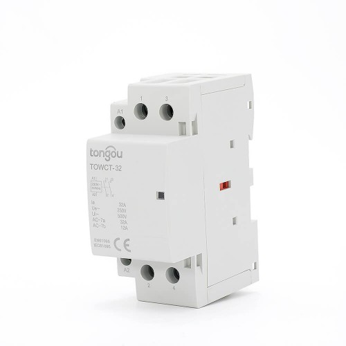 32A Модулен контактор TOWCT е подходящ за вериги с номинално напрежение 220/230V. Може да се използва като затварящо, често стартиране и устройство за блокиране на машината