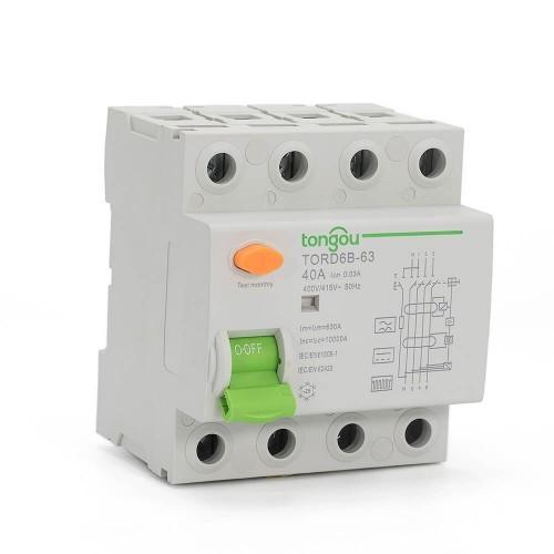 El disyuntor de corriente residual RCCB de 4 polos, además de la CA normal, puede detectar corrientes de fuga a tierra de CA de alta frecuencia y CC pura.