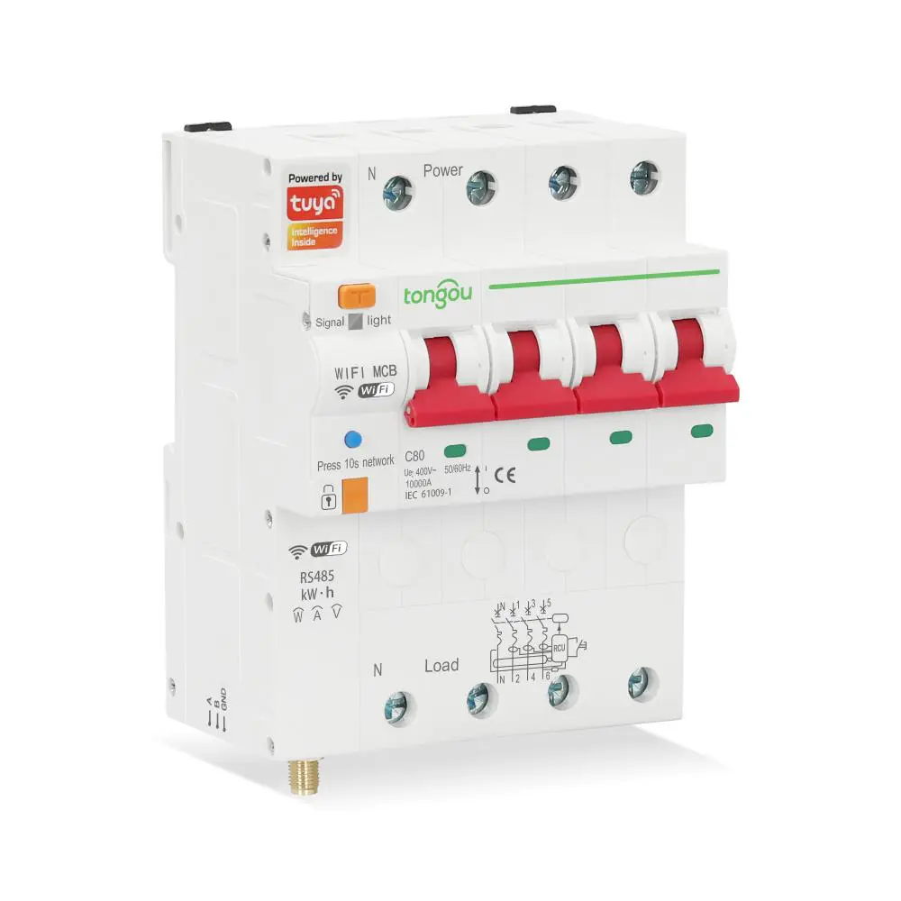 Disjoncteur smart connecté, compteur d'énergie kWh, 2P, 63A, TUYA