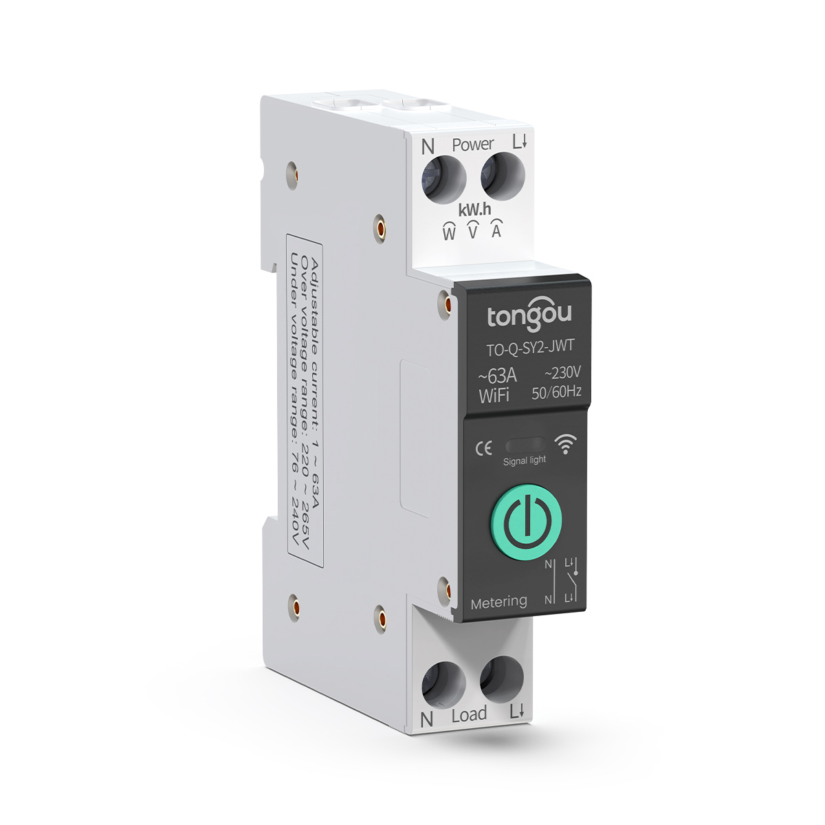 TUYA WIFI Smart Circuit Breaker Over Current Under Voltage Protection With Metering TO-Q-SY2 JWT